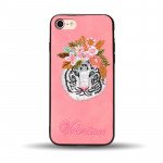 Wholesale iPhone SE (2020) / 8 / 7 Design Cloth Stitch Hybrid Case (Pink Tiger)